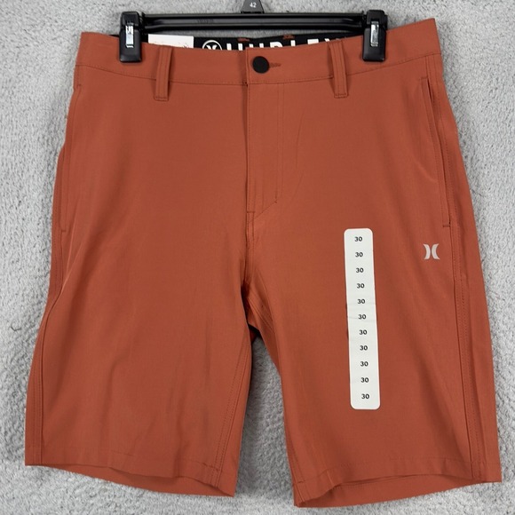 Hurley Mens All Day Hybrid Shorts 30 Orange Chino Stretch Flat Front Outdoor NEW - Picture 1 of 8